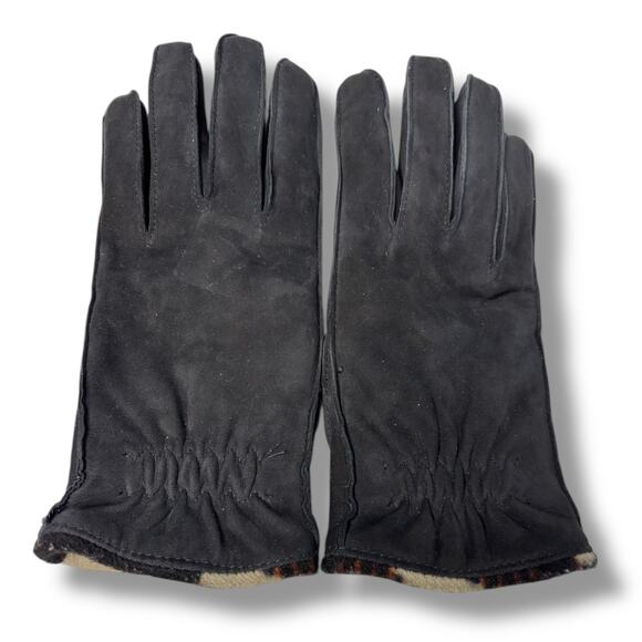 Coach Black Leather Suede Glove with Fleece Lining - Picture 1 of 3